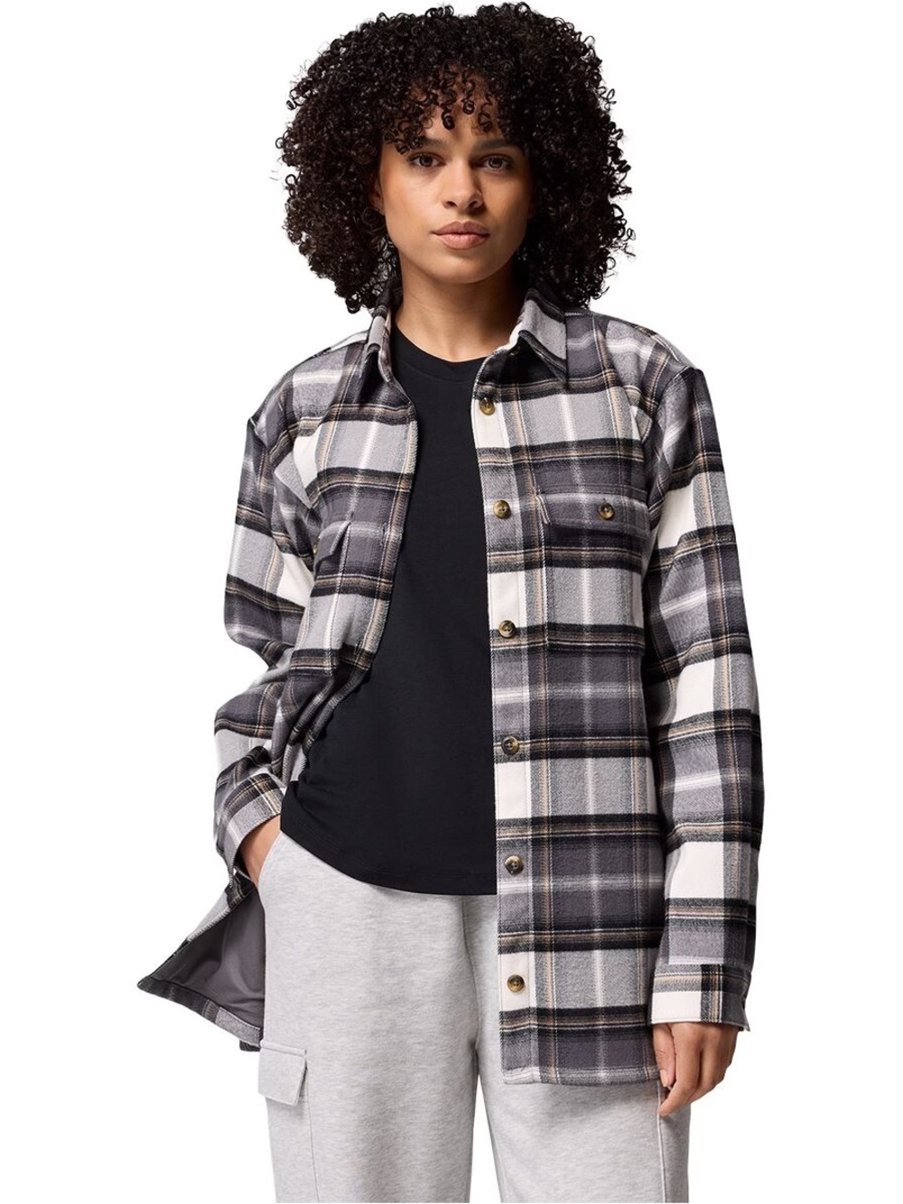 Columbia Black and White Plaid Button-Down Shirt